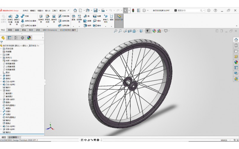 SOLIDWORKS单车设计实战&mdash;&mdash;车轮篇：实体与阵列建模全流程